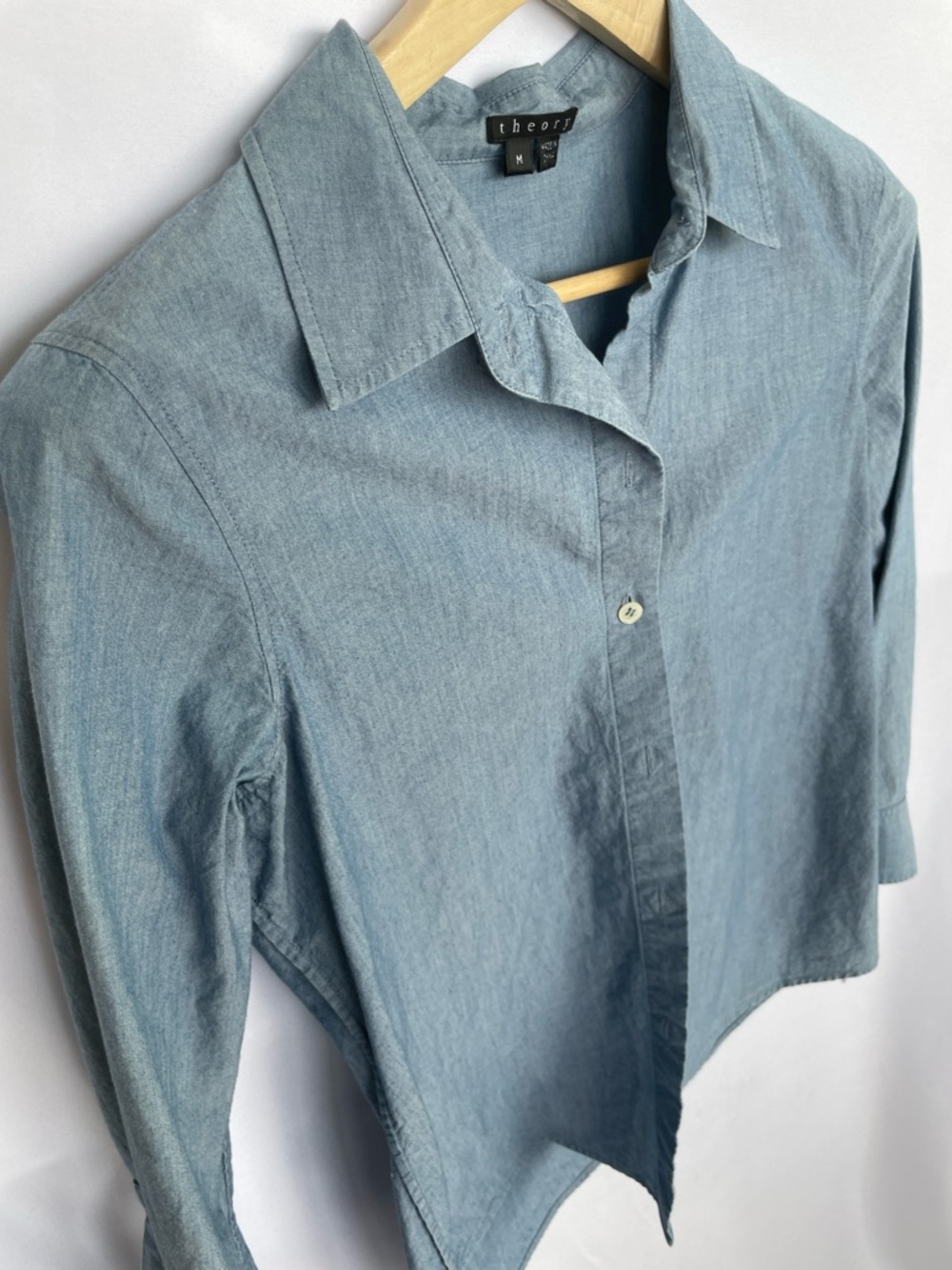 Theory Nubbly Cotton Light Blue  3/4 length sleeves size M